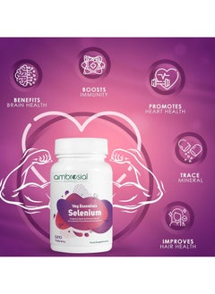 ambrosial Ambrosial Selenium Selenomethionine 200mcg |Supports Heart and Immune Health 120 Tablets  - Image 2