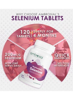 ambrosial Ambrosial Selenium Selenomethionine 200mcg |Supports Heart and Immune Health 120 Tablets  - Image 3