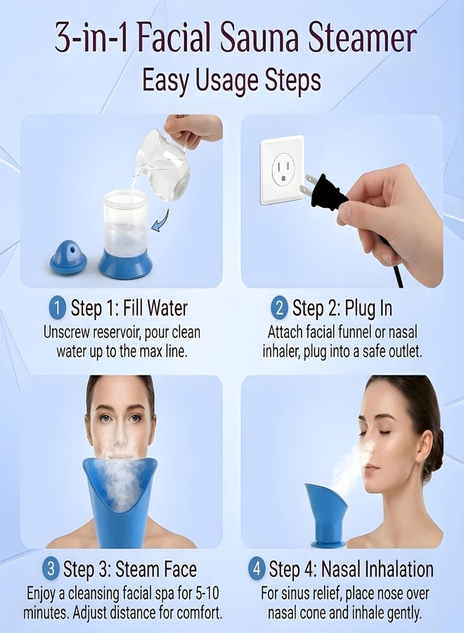 MCP Steam 3 in 1 Vaporizer,Steamer for cough and cold kids steam nose inhaler and facial vaporizer (Blue) - Image 2