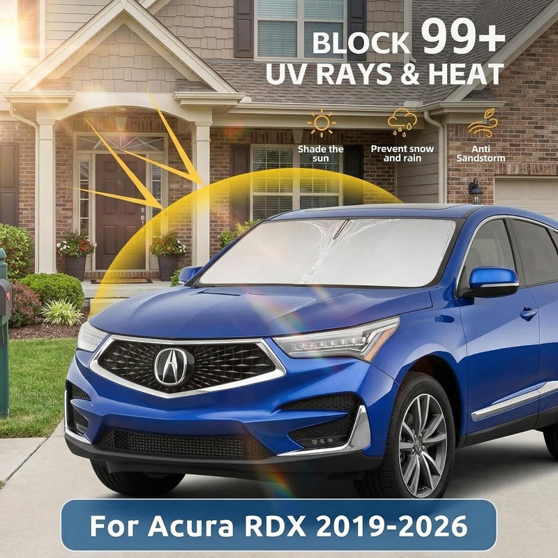 AuyNeas واقي شمسي للزجاج الأمامي لسيارة أكورا RDX 2019-2025، مزدوج الطبقات 240T، واقي أمامي مخصص، قابلة للطي، يحجب الأشعة فوق البنفسجية، إكسسوارات سيارة ضرورية صيفًا. - Image 2