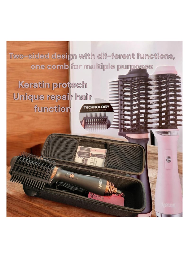 موهير فرشاة تصفيف الشعر الاحترافية، مزودة بمشط  فرشاة هواء ساخن 2400 واط مع حماية من الكيراتين، اوضاع الشعر الرطب والجاف، تتضمن شنطة سفر، موديل MO-7175 - Image 3