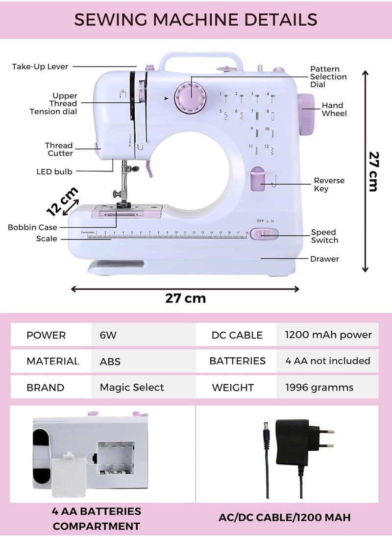 12 Stitches Multifunction Mini Sewing Machine FHSM-505 White - pzsku/ZF83F415529F61DD65B99Z/45/_/1739157768/b2c1e17d-6389-46af-b9c7-460f1215d54d