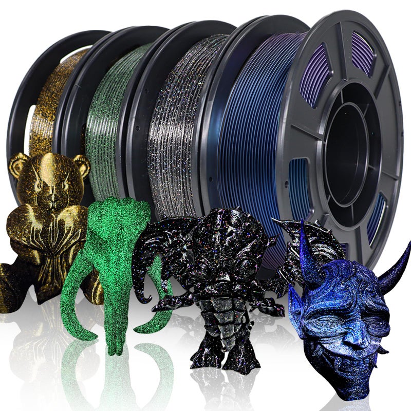 YOUSU 3D Printer Filament Galaxy PLA Filament 1.75mm, 3D Printing Filament Bundle, Multi Color PLA Filament Glitter 250g X 4 Color Pack. - Image 1