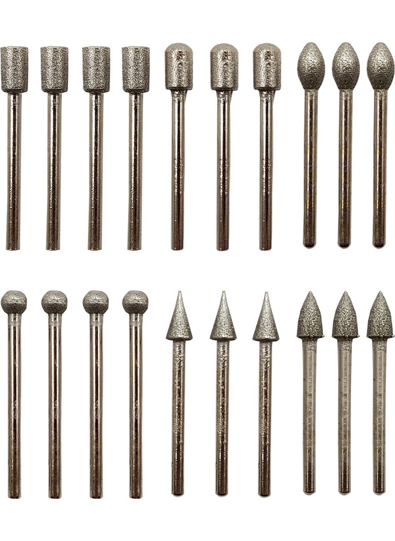 TiTi Diamond Glazier Stonemason Engraving Milling Grinding Bit Set 20 Pcs 