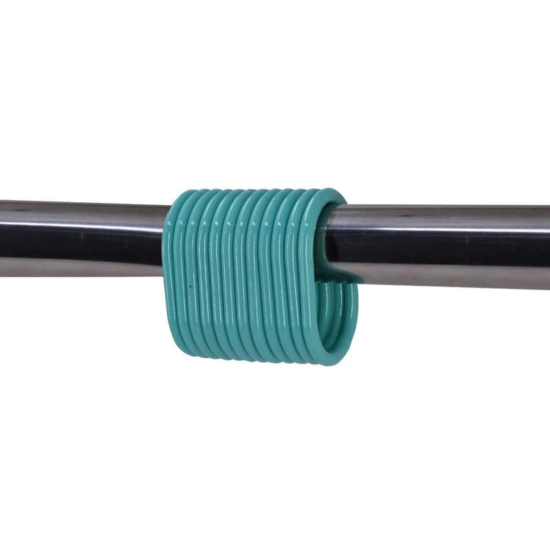 KidsCity.in Shower Curtain Rings, Plastic Rust-Proof, Unbreakable, Slides Easily on Bath Drape Rod, Curtain Liner, 12 C Shape Hooks - (JS160913) Turquoise  - Image 3