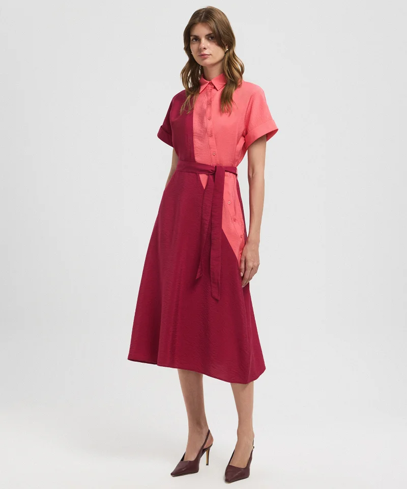 Ipekyol Asymmetric-Button Color-Block Dress