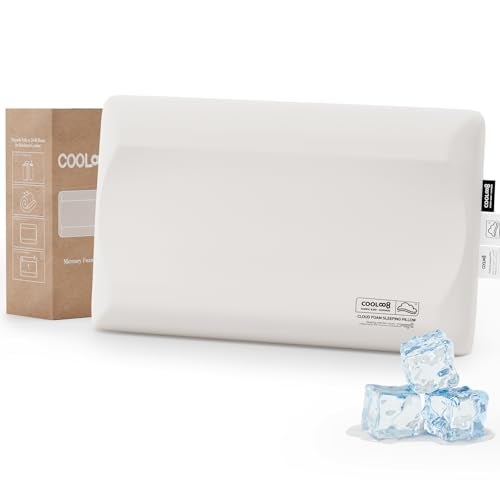 cooloo8 Ultra-Thin Memory Foam Pillows Queen Size, Contour Cooling Cervical Pillow for Neck Pain Relief, Orthopedic Ergonomic Bed Pillow for Side, Back and Stomach Sleepers, (3.1 Inch Thickness, 1 PCS) - Image 1