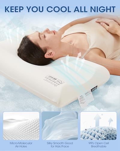 cooloo8 Ultra-Thin Memory Foam Pillows Queen Size, Contour Cooling Cervical Pillow for Neck Pain Relief, Orthopedic Ergonomic Bed Pillow for Side, Back and Stomach Sleepers, (3.1 Inch Thickness, 1 PCS) - Image 4