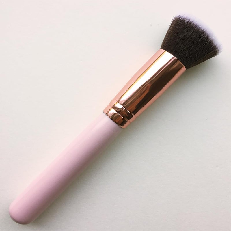 Reazana Kabuki Brushes 2pcs Foundation Blush Brush Makeup Brushes for Liquid Cream Powder Professional Cosmetics Blender Brush Face Blending Buffing Brushes Thick Soft Synthetic Fibers Flat Top (Pink) - Image 3