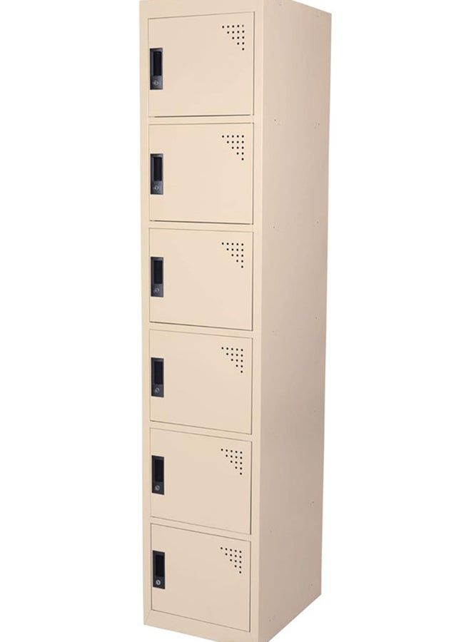 RIGID Six doors locker, Steel Metal Storage Locker- with 5 shelf - for Home & School & Office - Lock With plastic handle (Beige) - Image 3
