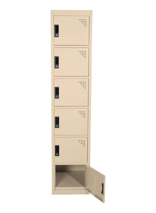 RIGID Six doors locker, Steel Metal Storage Locker- with 5 shelf - for Home & School & Office - Lock With plastic handle (Beige) - Image 4