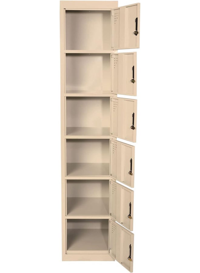 RIGID Six doors locker, Steel Metal Storage Locker- with 5 shelf - for Home & School & Office - Lock With plastic handle (Beige) - Image 5