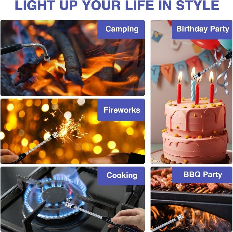 Crasts USB Plasma Rechargeable Electric Gas Lighter for Kitchen, Pooja Room, Candles, BBQ, Multi Purpose - 360 Degree Flexible & Windproof (Blue) - Image 3