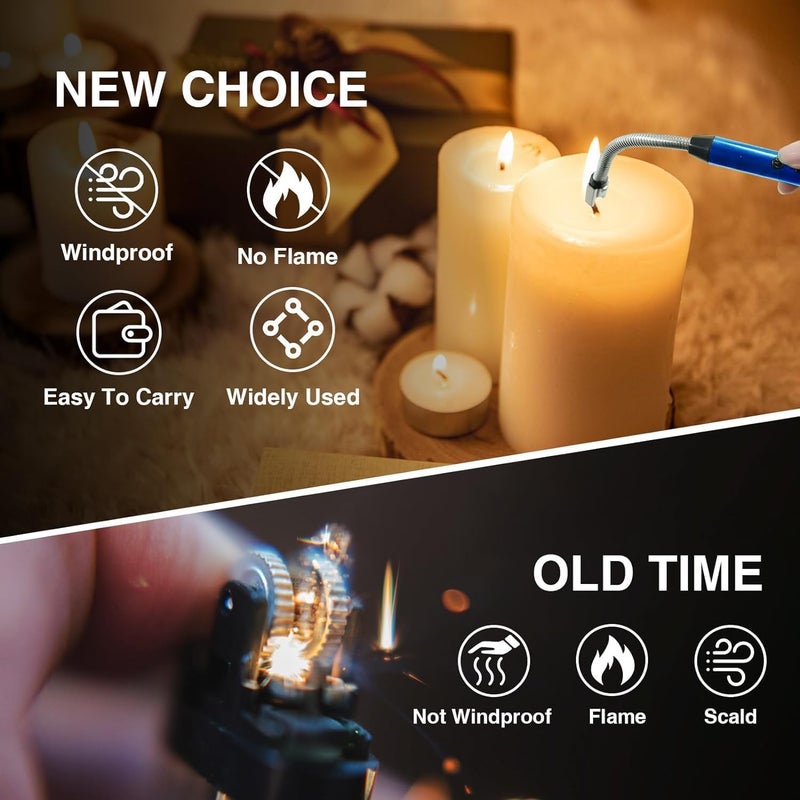 Crasts USB Plasma Rechargeable Electric Gas Lighter for Kitchen, Pooja Room, Candles, BBQ, Multi Purpose - 360 Degree Flexible & Windproof (Blue) - Image 4
