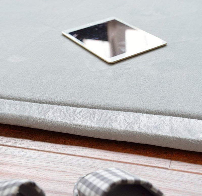 Loartee Nursery Rug Coral Velvet Crawling Rugs Area Rug Play Mat(4'9"x4'9", Gray) for Toddler Children Play Yoga Exercise Pads Carpet - Image 3