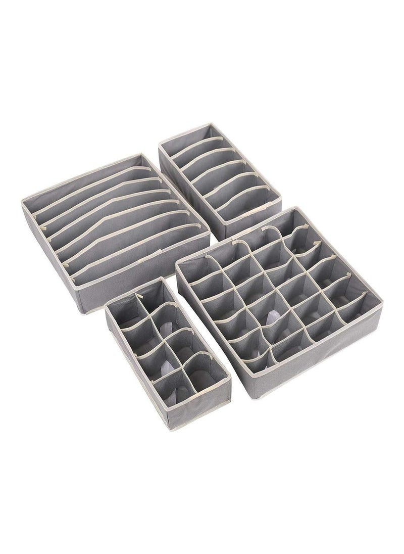 Dubkart 4 Piece Underwear Organizer Storage Box Set Grey  - Image 1