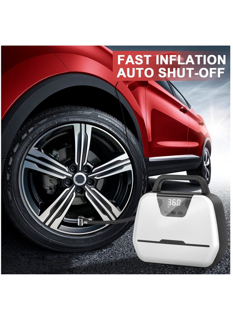 KASTWAVE Portable Air Compressor for Car Tires, Electric Air Pump for Bike and Other Inflatables at Home, Dual Powerful Motors Wheel Tire Inflators with Digital Pressure Gauge (LED Light) - Image 4