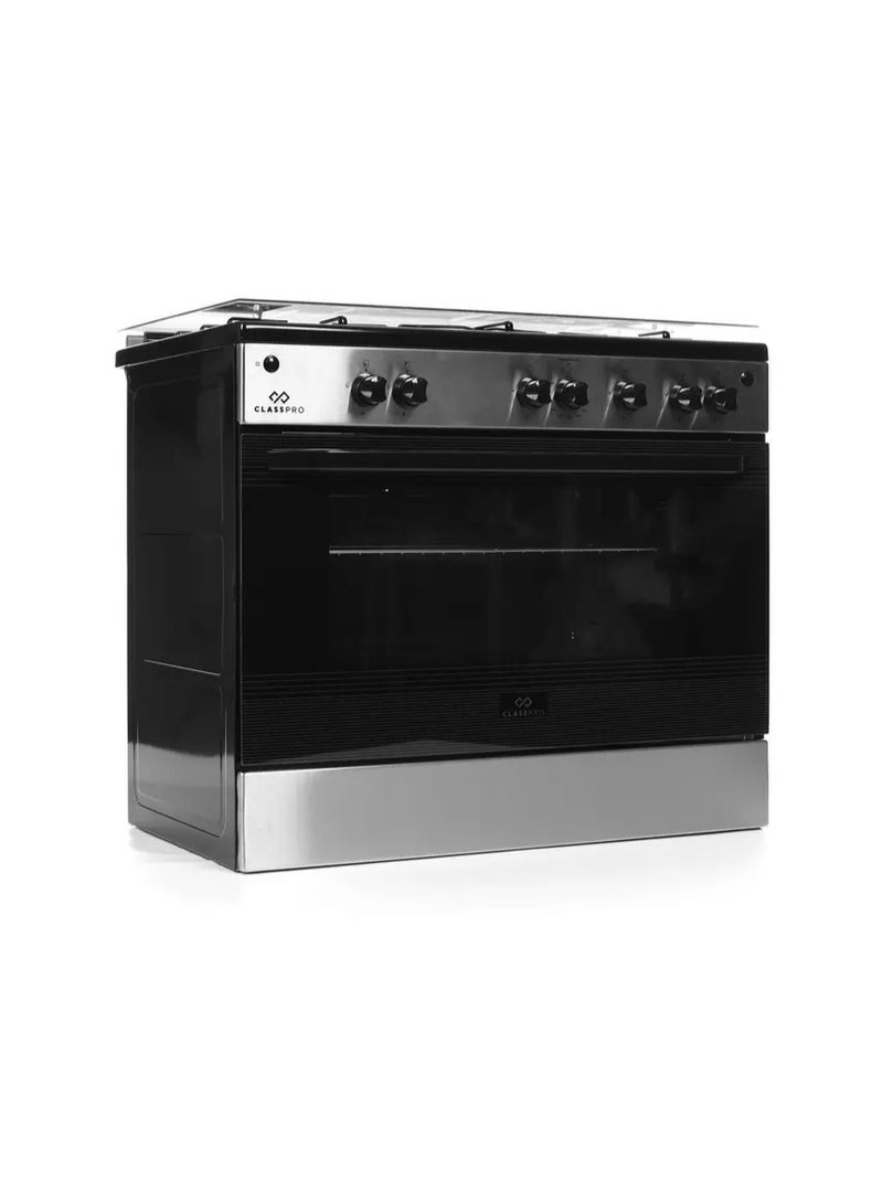 ClassPro طباخ غاز قائم بذاته 90 × 60 سم 5 شعلات مطلية بالمينا يدعم CLPC906FSE ستانلس ستيل / أسود - Image 4