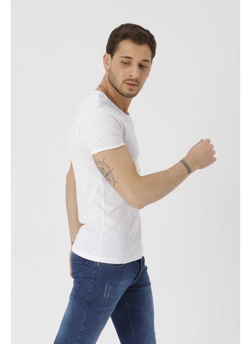 Men's White Short Sleeve Dirty Collar Slim Fit T-Shirt - pzsku/ZF83F96B5B45D7BE0FD67Z/45/_/1740600903/c83835ec-d157-45c3-8bd9-ab6bb135e2a7