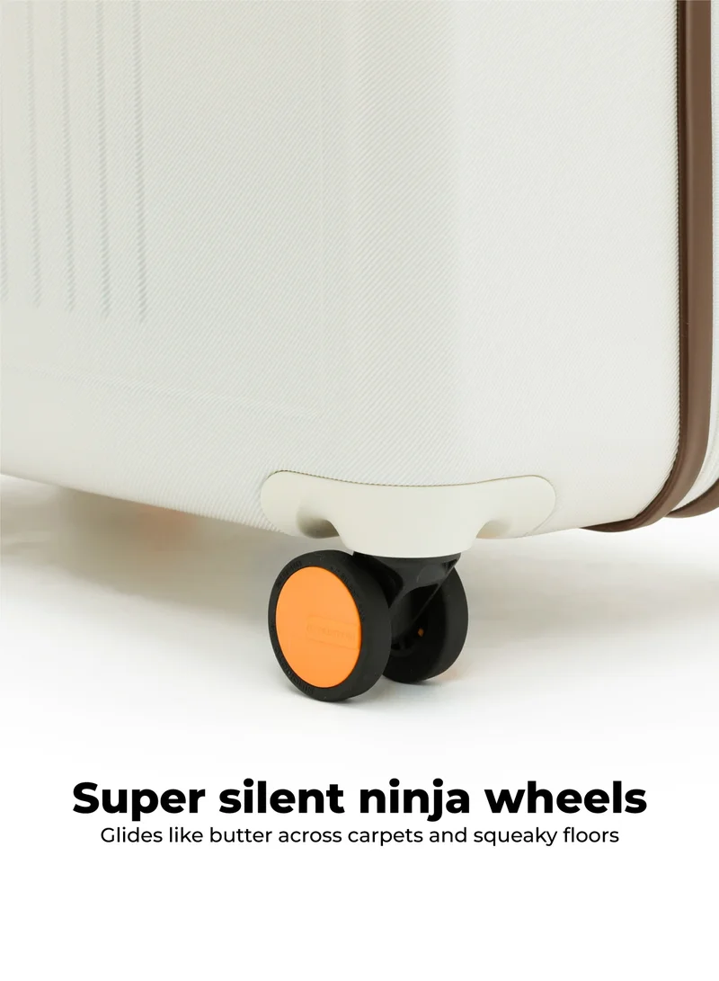 Mokobara The Transit Check-In Large Luggage - Polycarbonate Material | Still Loading Brownray 2.0, White