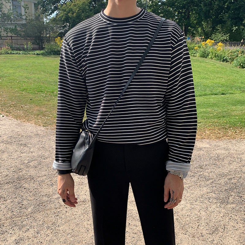 Myq Autumn New Long-Sleeved Striped T-Shirt Base Shirt Men'S Korean-Style Trendy Ins Sweater Loose Outer Wear - Image 4
