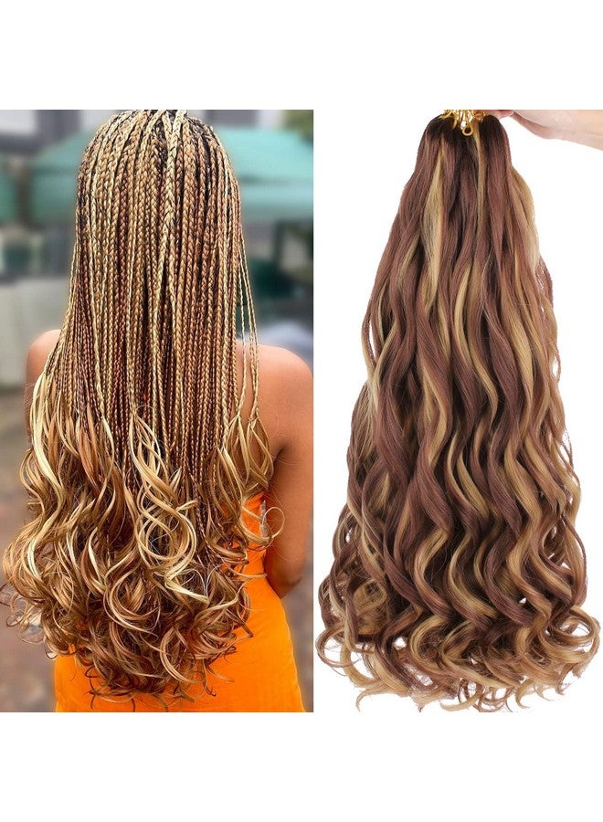 Xtrend 22 Inch Pre Stretched Loose Wave Braiding Hair 8 Packs French Curly Braiding Hair For Box Braids Bouncy Crochet Spanish Curly Ombre Brown Synthetic Hair Extensions For Women（22 Inch27M33） - Image 1