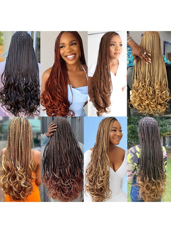 Xtrend 22 Inch Pre Stretched Loose Wave Braiding Hair 8 Packs French Curly Braiding Hair For Box Braids Bouncy Crochet Spanish Curly Ombre Brown Synthetic Hair Extensions For Women（22 Inch27M33） - Image 5