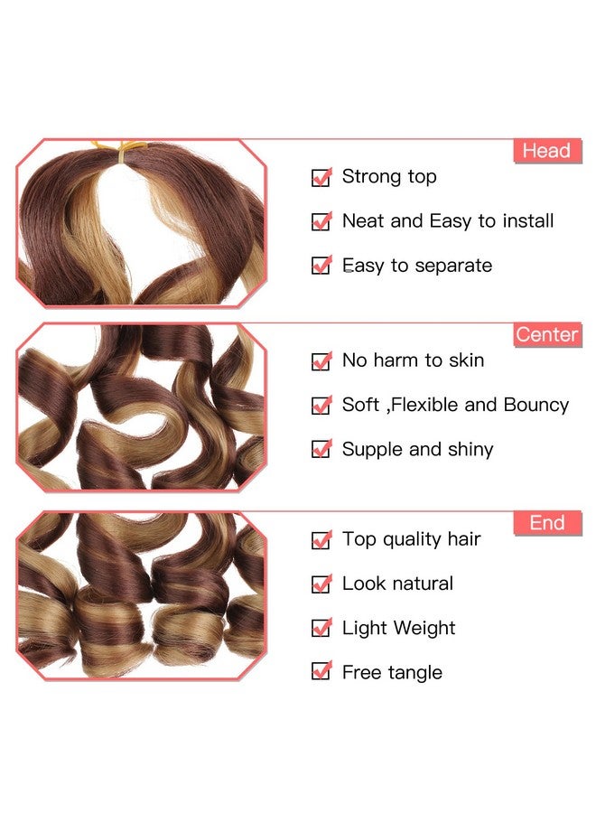 Xtrend 22 Inch Pre Stretched Loose Wave Braiding Hair 8 Packs French Curly Braiding Hair For Box Braids Bouncy Crochet Spanish Curly Ombre Brown Synthetic Hair Extensions For Women（22 Inch27M33） - Image 2