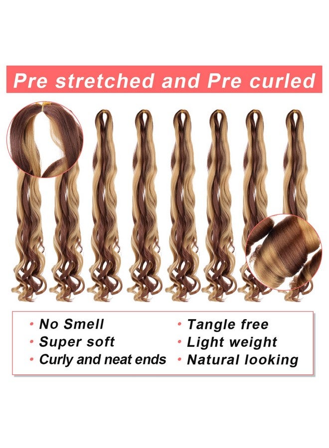 Xtrend 22 Inch Pre Stretched Loose Wave Braiding Hair 8 Packs French Curly Braiding Hair For Box Braids Bouncy Crochet Spanish Curly Ombre Brown Synthetic Hair Extensions For Women（22 Inch27M33） - Image 3