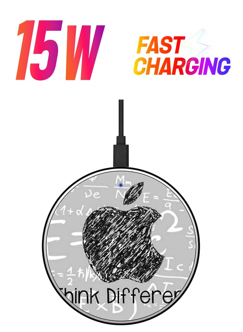 Theodor Think Different Printed Fast Wireless Charger With USB Cable Grey/Black/White - Image 1