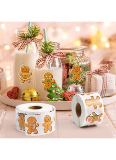 Containlol Containlol 1250 Pcs Christmas Roll Stickers 1.5 Inch Xmas Gingerbread Man Decals Self Adhesive Gingerbread Decorative Seal Stickers for Gift Bags Greeting Cards Winter Holiday Party Supplies  - Image 4
