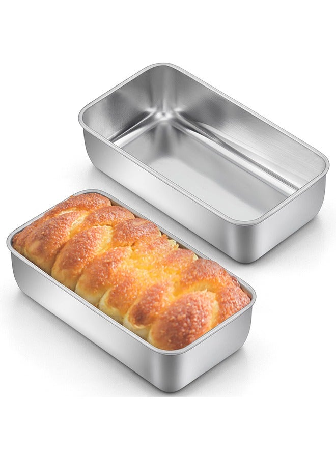 طقم 2 قالب خبز مستطيل، قوالب خبز من الفولاذ المقاوم للصدأ، مثالية للخبز المنزلي، قوالب لخبز الموز واللحم، آمنة للغسالة - Image 1