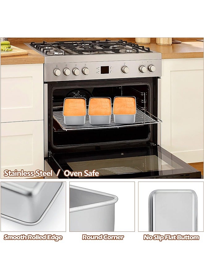 طقم 2 قالب خبز مستطيل، قوالب خبز من الفولاذ المقاوم للصدأ، مثالية للخبز المنزلي، قوالب لخبز الموز واللحم، آمنة للغسالة - Image 3