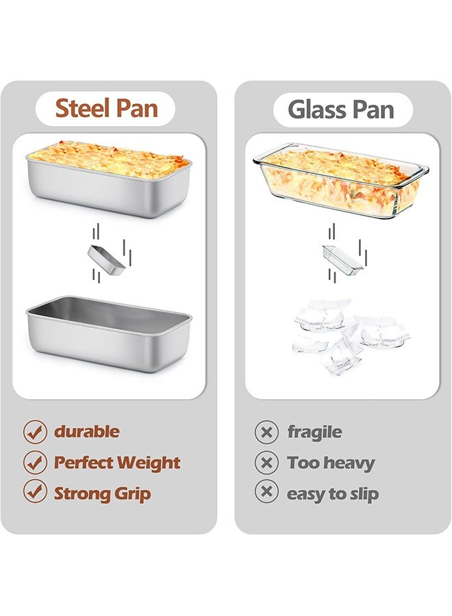 طقم 2 قالب خبز مستطيل، قوالب خبز من الفولاذ المقاوم للصدأ، مثالية للخبز المنزلي، قوالب لخبز الموز واللحم، آمنة للغسالة - Image 4