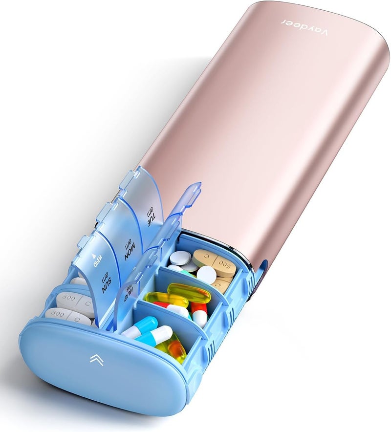 Rose Gold 7-Day Pill Organizer for Adults