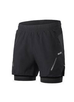 2-In-1 Men Running Shorts with Zipper Pockets Quick Dry Exercise Shorts S