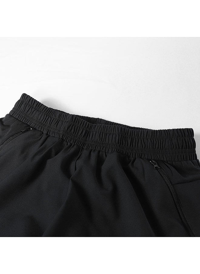 Generic - 2-In-1 Men Running Shorts with Zipper Pockets Quick Dry Exercise Shorts S - Image 1