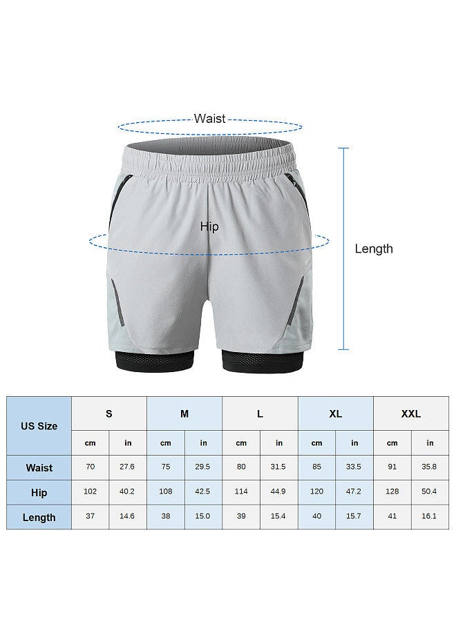 Generic - 2-In-1 Men Running Shorts with Zipper Pockets Quick Dry Exercise Shorts S - Image 1