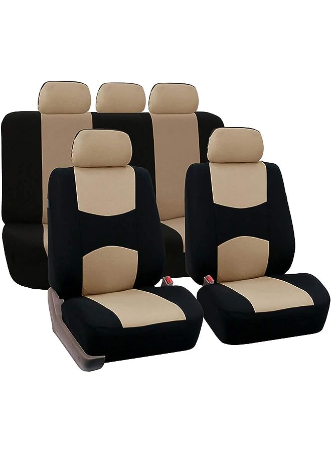 PROMASS Set Car Universal Car Front Seat Cover Automotive Seat Covers All The Year Round Cotton Cloth (Beige)  - Image 1