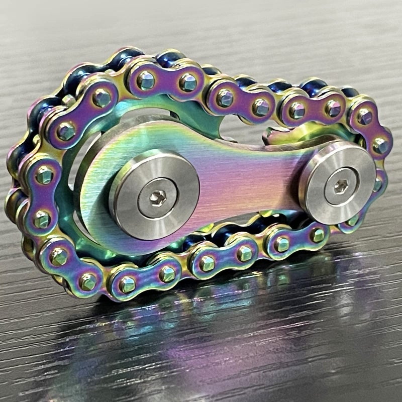 Bitopbi Sprocket Fidgets Chain Stainless Steel Fidget Cube Gears Linkage Bike Chain Novelty Fidget Block Kinetic Desk Toy Metal EDC Focus Meditation Break Bad Habits ADHD (Rainbow) - Image 2