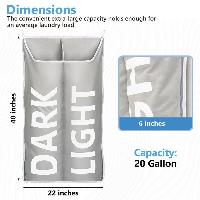 DONAQ DONAQ Hanging Laundry Hamper Bag XL 40x22""  Space Saving over the Door Storage Bags  Behind the Door Hampers for Dirty Clothes & Wall Mounted Basket for Bathroom  Organizer for Small Room Spaces RV  - Image 5