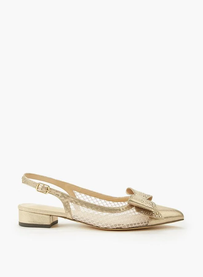 Celeste GOLD Women Bow Embellished Buckle Closure Pointed Toe Shoes for Women | Best Price UAE