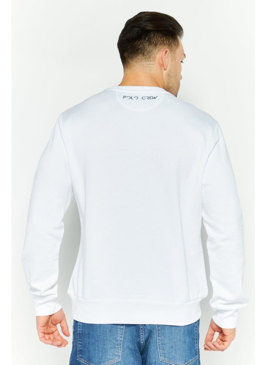 La Martina Men Crew Neck Long Sleeve Brand Logo Sweatshirt, White  - Image 4