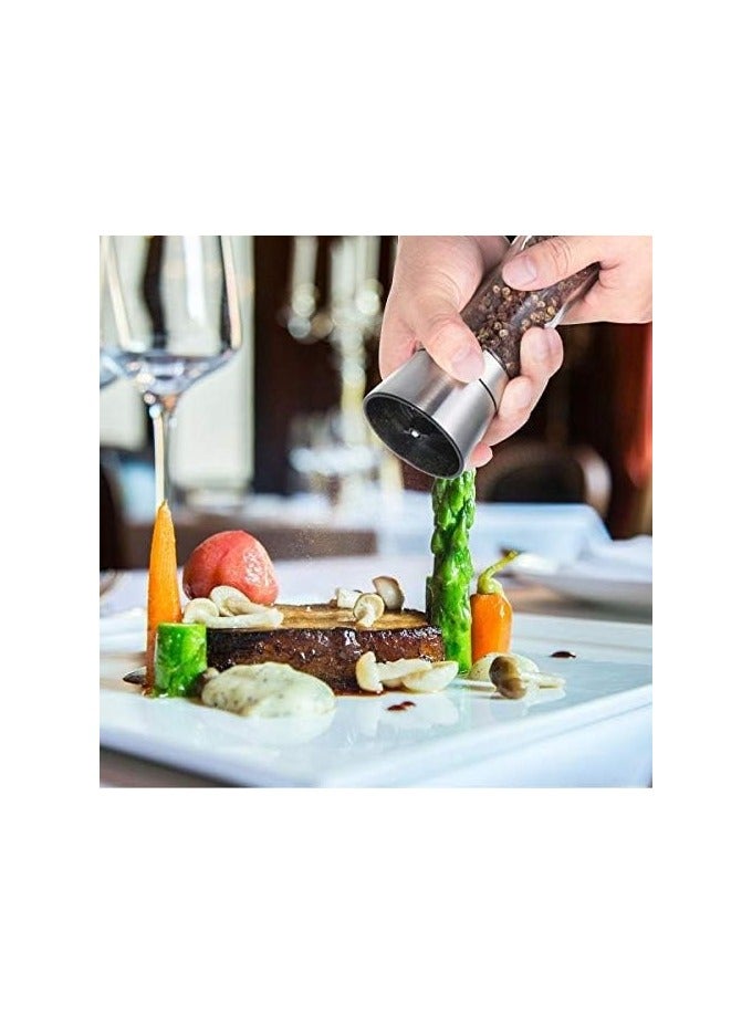 انفلكس مطحنة الفلفل والملح مع جسم زجاجي وفرشاة من الفولاذ المقاوم للصدأ، مجموعة من قطعتين - Image 4