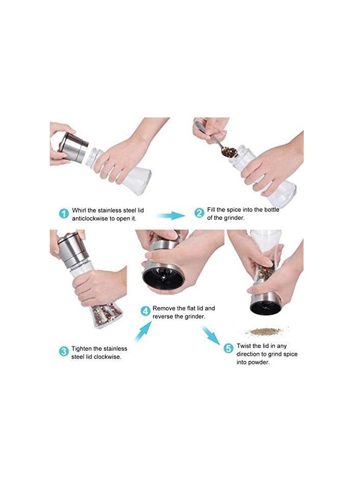 انفلكس مطحنة الفلفل والملح مع جسم زجاجي وفرشاة من الفولاذ المقاوم للصدأ، مجموعة من قطعتين - Image 5