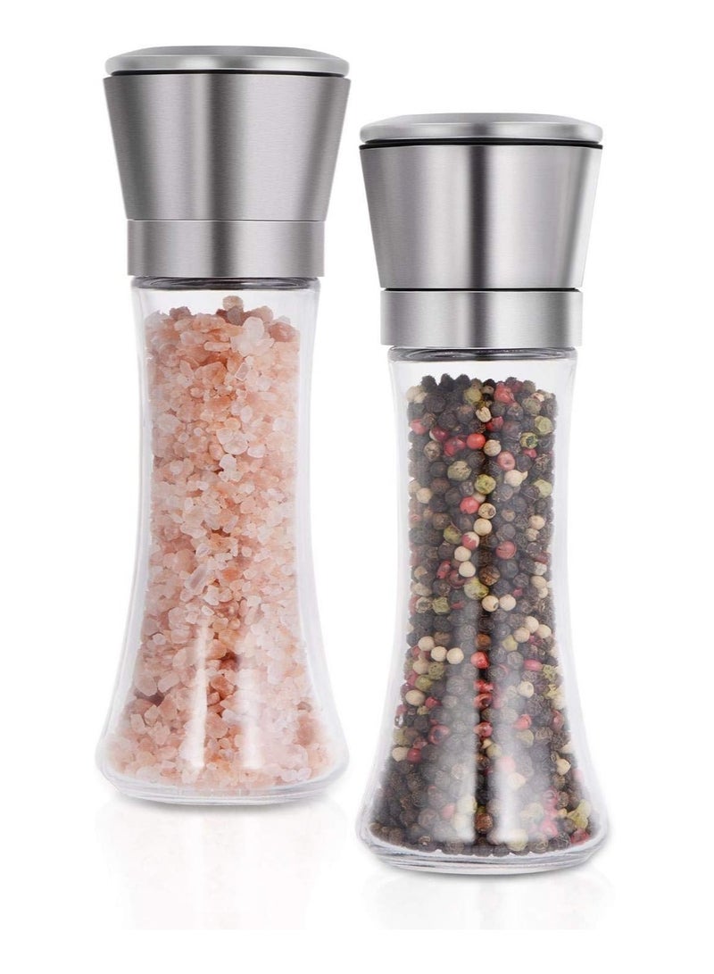 انفلكس مطحنة الفلفل والملح مع جسم زجاجي وفرشاة من الفولاذ المقاوم للصدأ، مجموعة من قطعتين - Image 1
