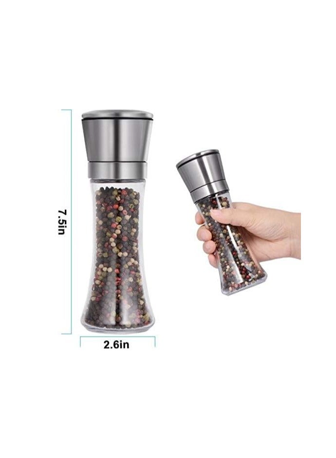 انفلكس مطحنة الفلفل والملح مع جسم زجاجي وفرشاة من الفولاذ المقاوم للصدأ، مجموعة من قطعتين - Image 3