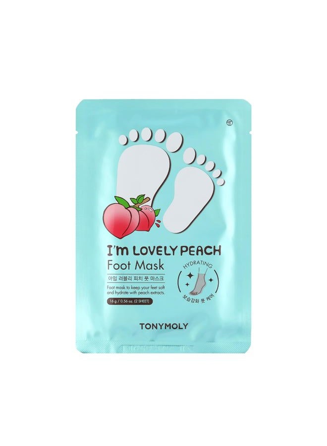 TONYMOLY I'm Lovely Peach Foot Mask – 5-Count Hydrating & Soothing Korean Foot Mask with Peach & Honeysuckle Extracts for Soft, Rejuvenated Feet - Image 2