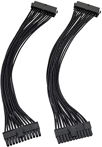 Longdex ATX Extension Cable 2PCS 12.6 inches / 32 cm ATX Motherboard 24 Pin Male to 24 Pin Female Power Supply Extension Cable for Internal PC PSU Power - Image 2