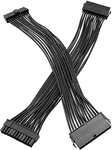 Longdex ATX Extension Cable 2PCS 12.6 inches / 32 cm ATX Motherboard 24 Pin Male to 24 Pin Female Power Supply Extension Cable for Internal PC PSU Power - Image 3